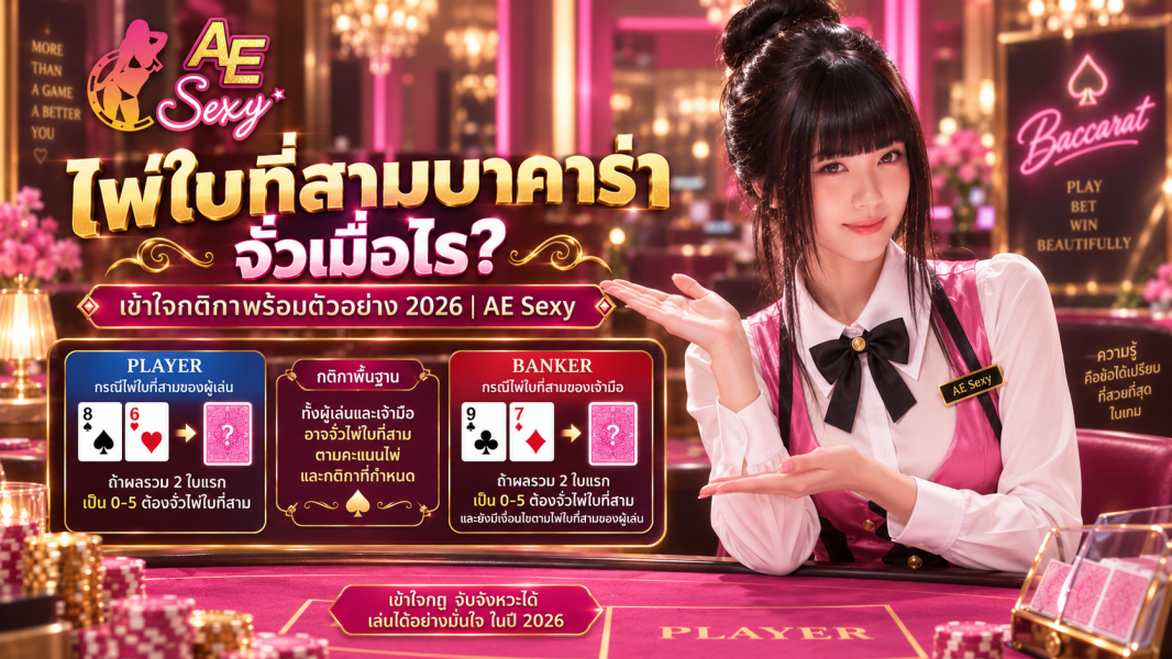 ไพ่ใบที่สามบาคาร่า จั่วเมื่อไร? เข้าใจกติกาพร้อมตัวอย่าง 2026 | AE Sexy